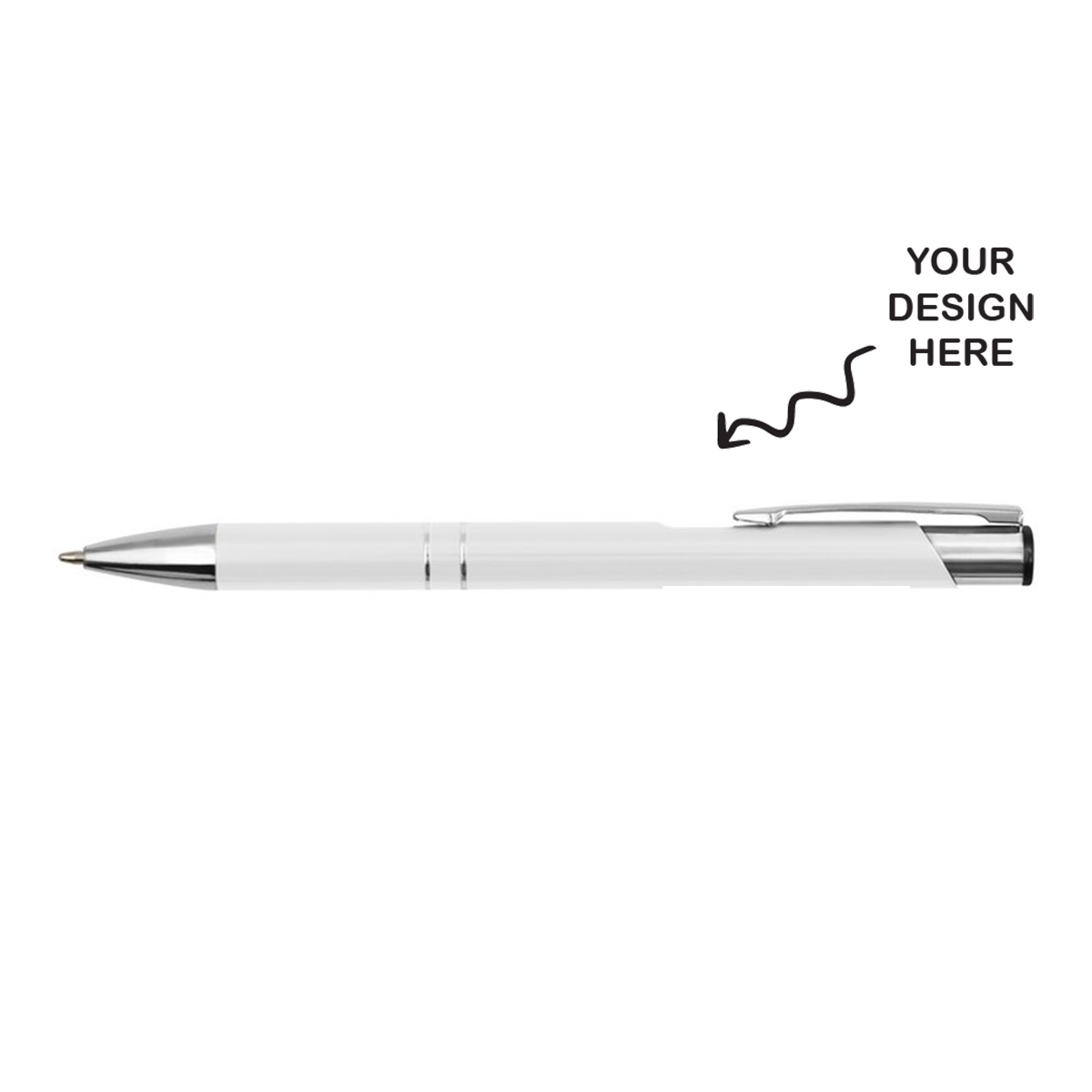 Personalized Metal White Ball Pen - For Corporate Gifting, Event or Exhibition Freebies, Promotional Item, Office Stationery RPM2