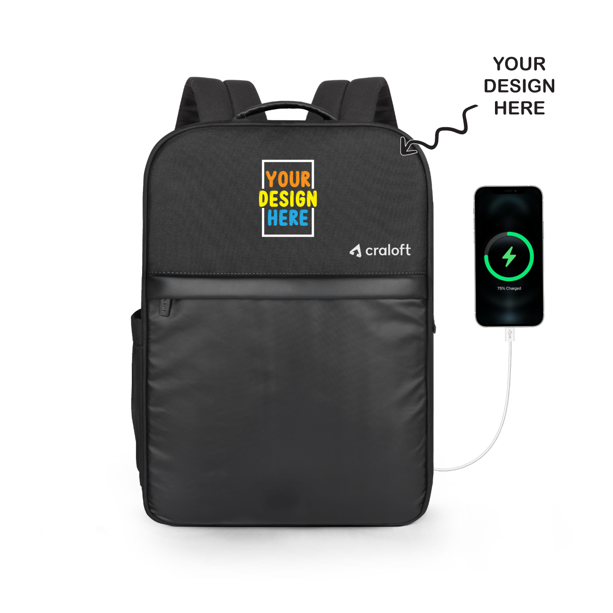 21L Personalized Black Office Laptop Backpack - For Employee Gifting, Corporate Gifting, Customer and Stakeholder Gifting, Colleges, Classes, Schools Use - CL-CB2 - The Gifting Marketplace