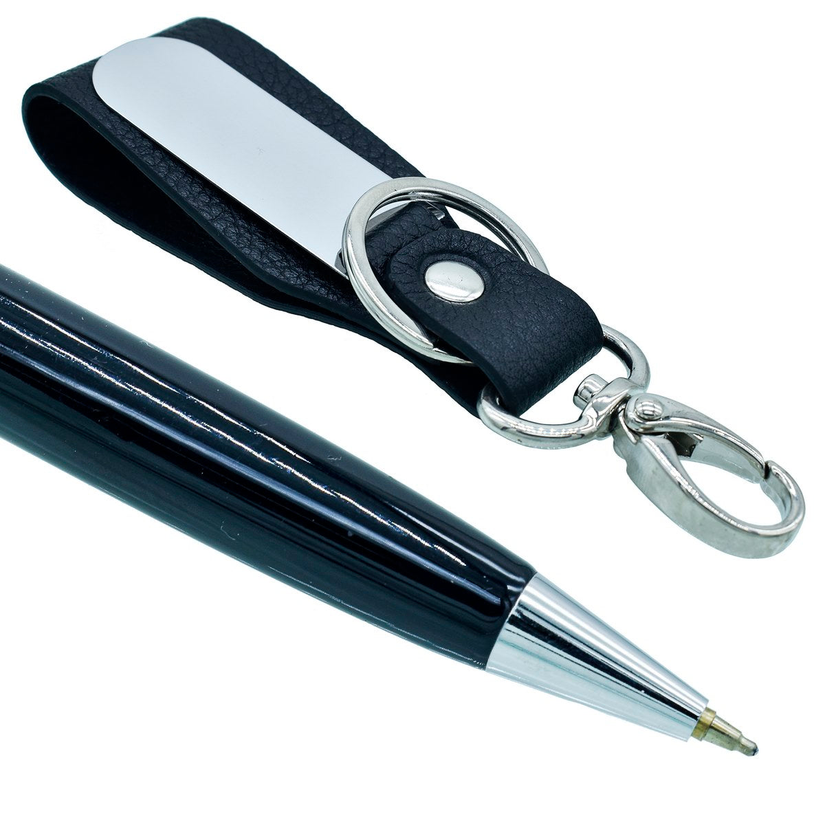 Black Personalized 2in1 Pen and Keychain Gift Set - For Employee Joining Kit, Corporate, Client or Dealer Gifting JASET9418BK