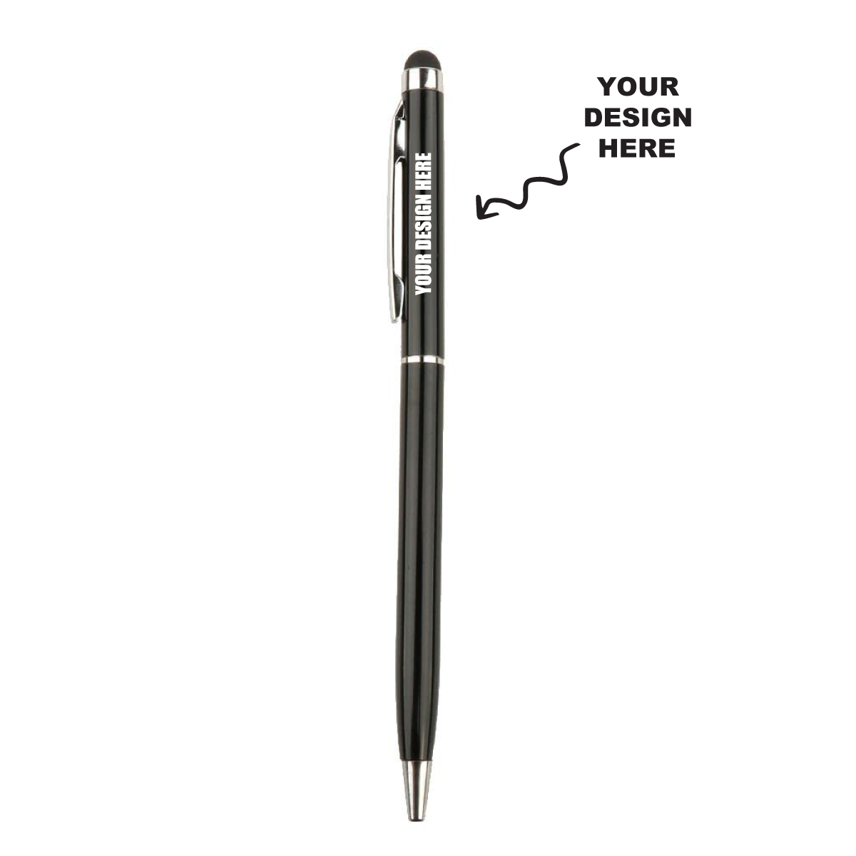 Personalized Engraved Black Slim Metal Stylus Ball Pen – Custom Name & Logo Pen for Corporate Gifting, Office Use & Promotional Gifts RPM1001 - The Gifting Marketplace