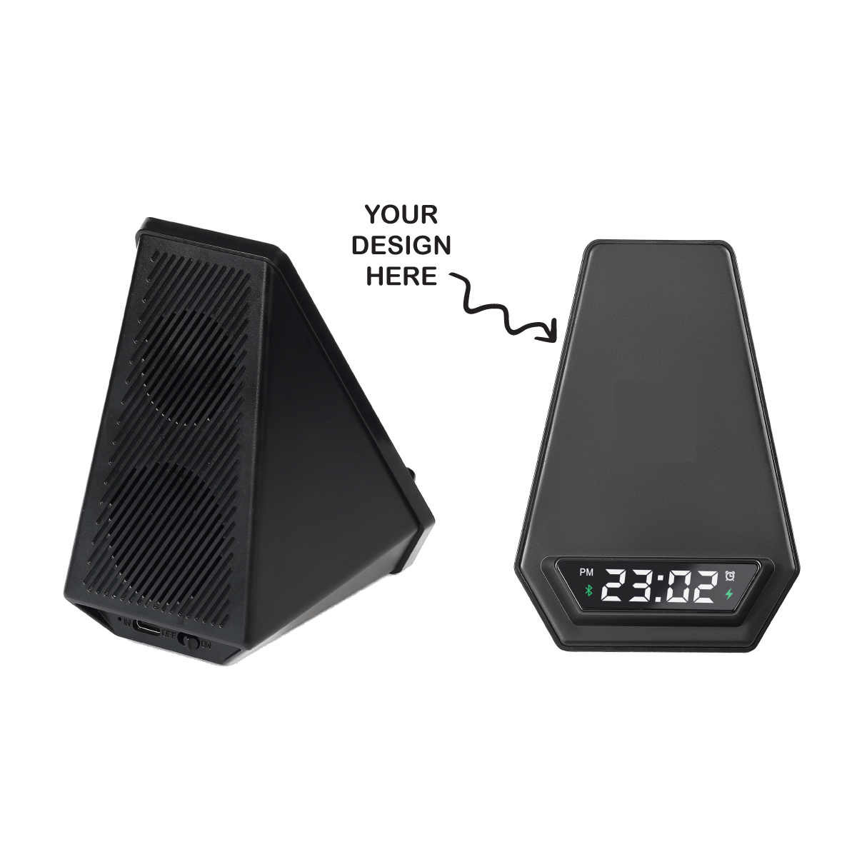 Personalized Logo Glow Multipurpose Bluetooth Speaker, Wireless Charging, Clock, cum Phone Stand - For Corporate Gifting, Event Gifting, Freebies, Return Gift, Promotions - HK10285
