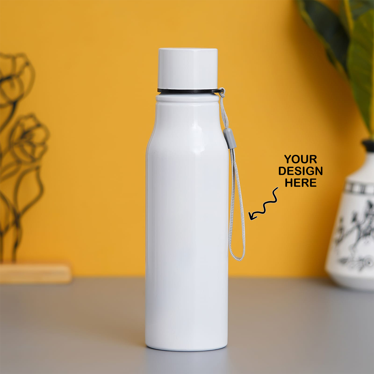 Personalized Laser Engraved White Stainless Steel Water Bottle - 750ml - For Return Gift, Corporate Gifting, Office or Personal Use, Event Freebies, Promotions TGMGC-06