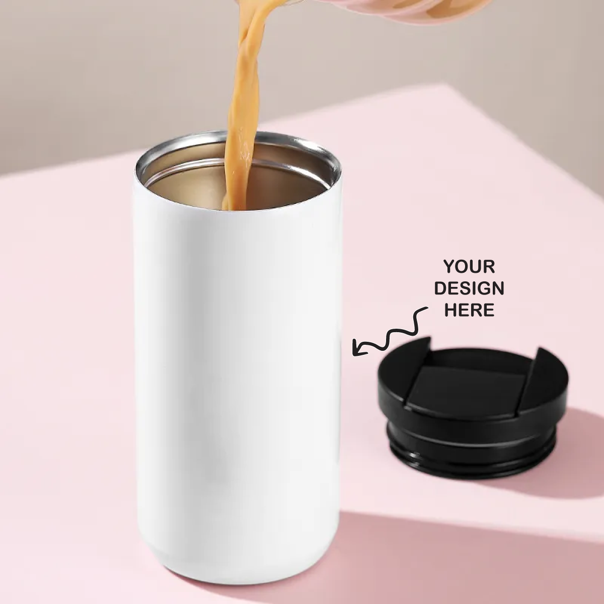 Personalized White Insulated Travel Coffee Tumbler Cup - For Corporate Gifting, Return Gift, Gifts for Events Promotional Giveaway, Employee Stakeholder Customer Gifting - TGMGC187
