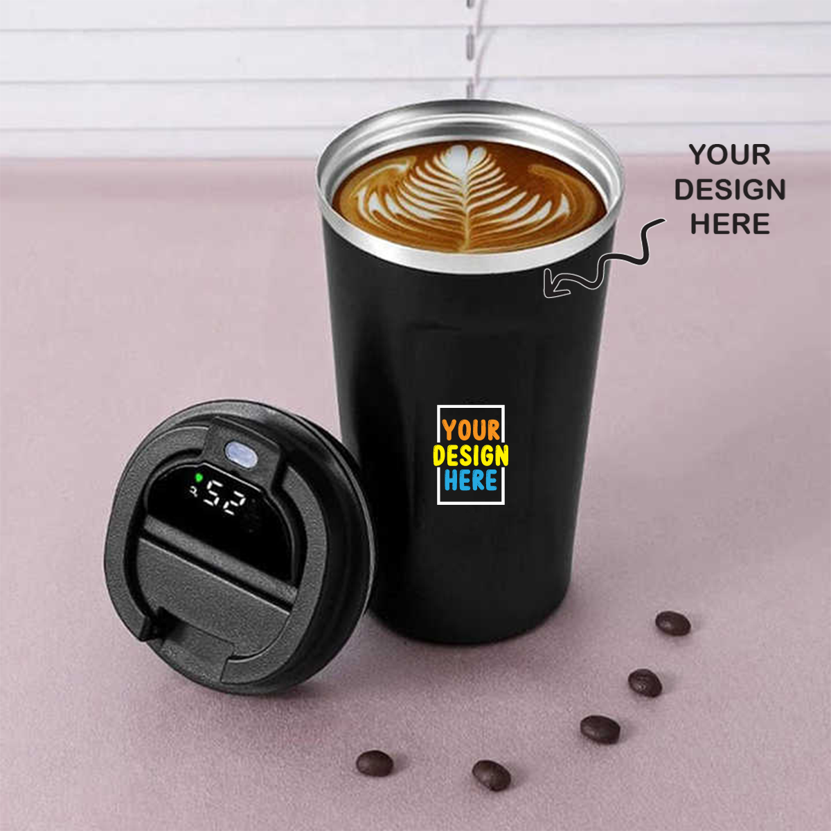 Personalized Black Temperature Travel Tumbler 500ml - For Corporate Gifting, Return Gift, Gifts for Events Promotional Giveaway TGMGC-415