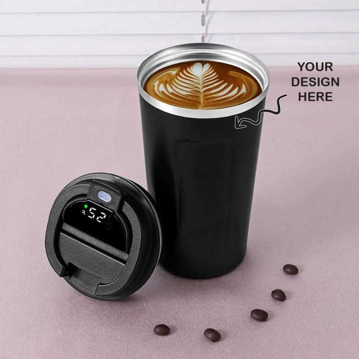 Personalized Black Temperature Travel Tumbler 500ml - For Corporate Gifting, Return Gift, Gifts for Events Promotional Giveaway TGMGC-415