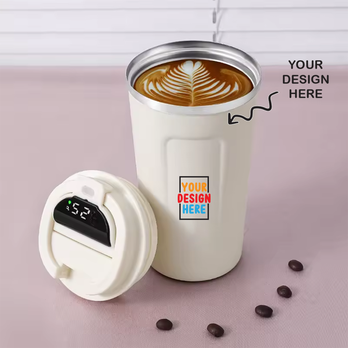 Personalized White Temperature Travel Tumbler 500ml - For Corporate Gifting, Return Gift, Gifts for Events Promotional Giveaway TGMGC-416