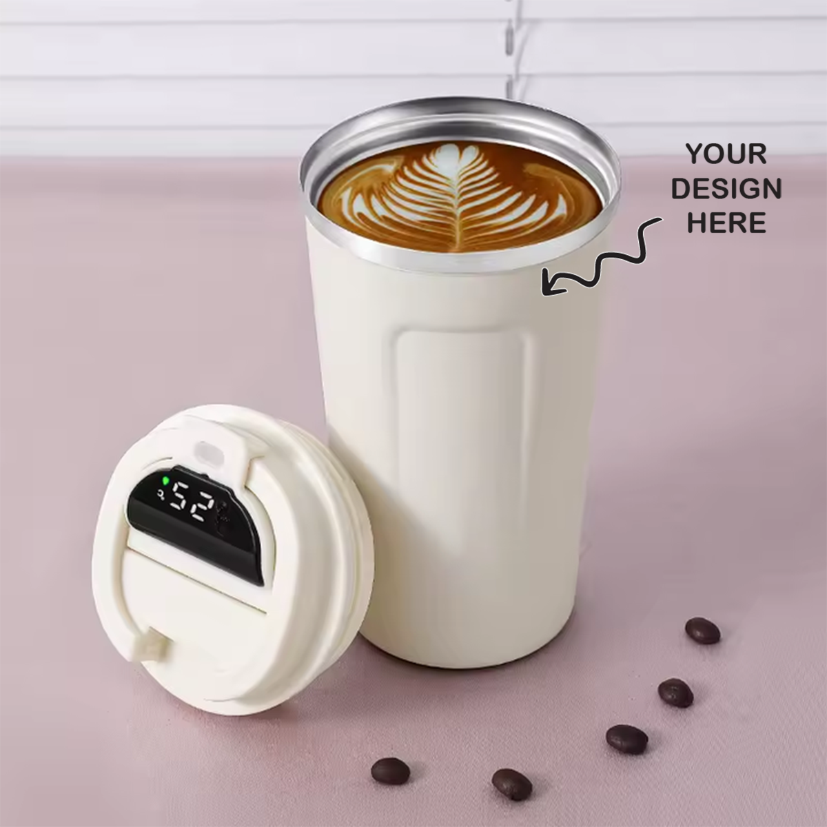 Personalized White Temperature Travel Tumbler 500ml - For Corporate Gifting, Return Gift, Gifts for Events Promotional Giveaway TGMGC-416