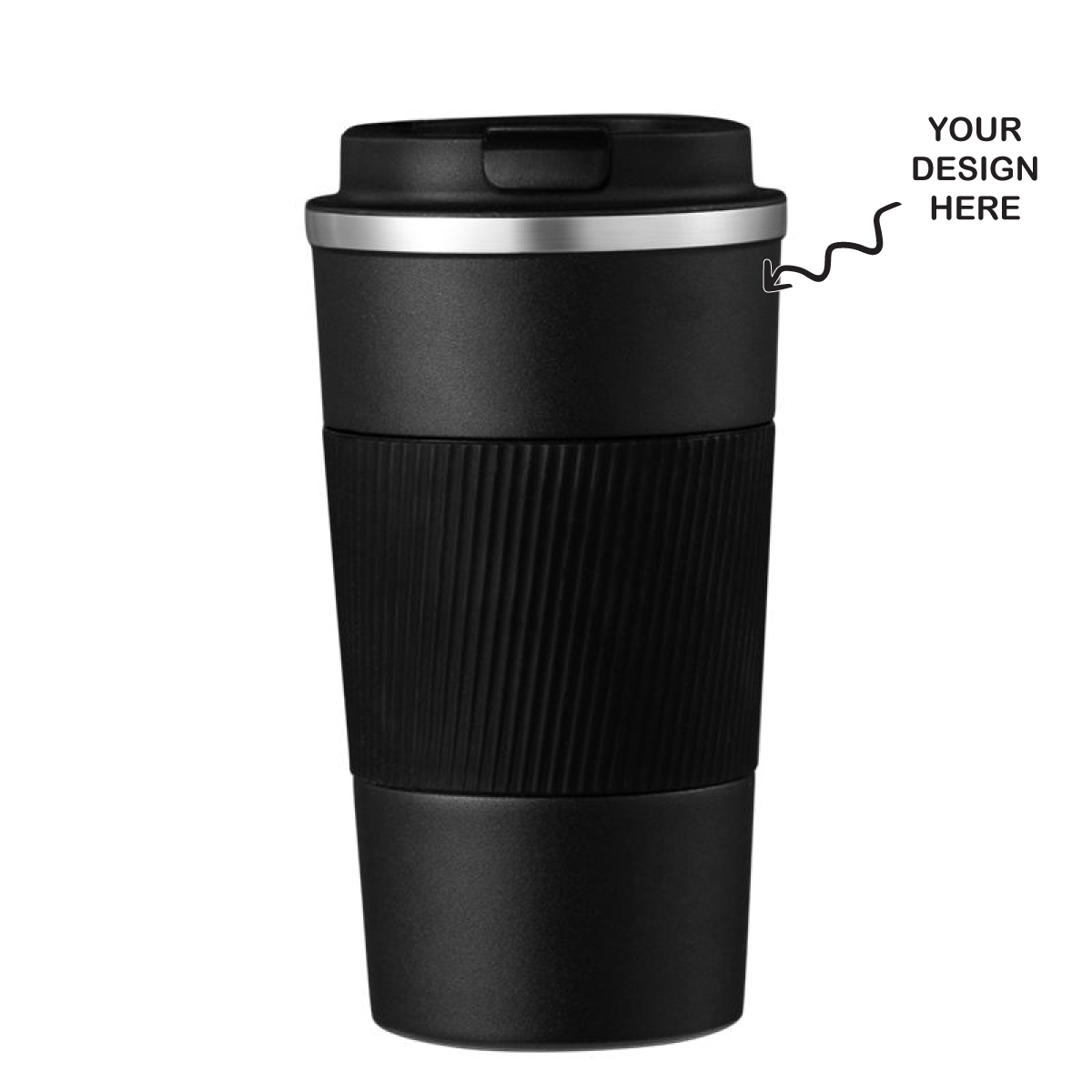 Personalized Black Anti-Slip Gripper Tumbler 500ml - For Corporate Gifting, Return Gift, Gifts for Events Promotional Giveaway TGMGC-424