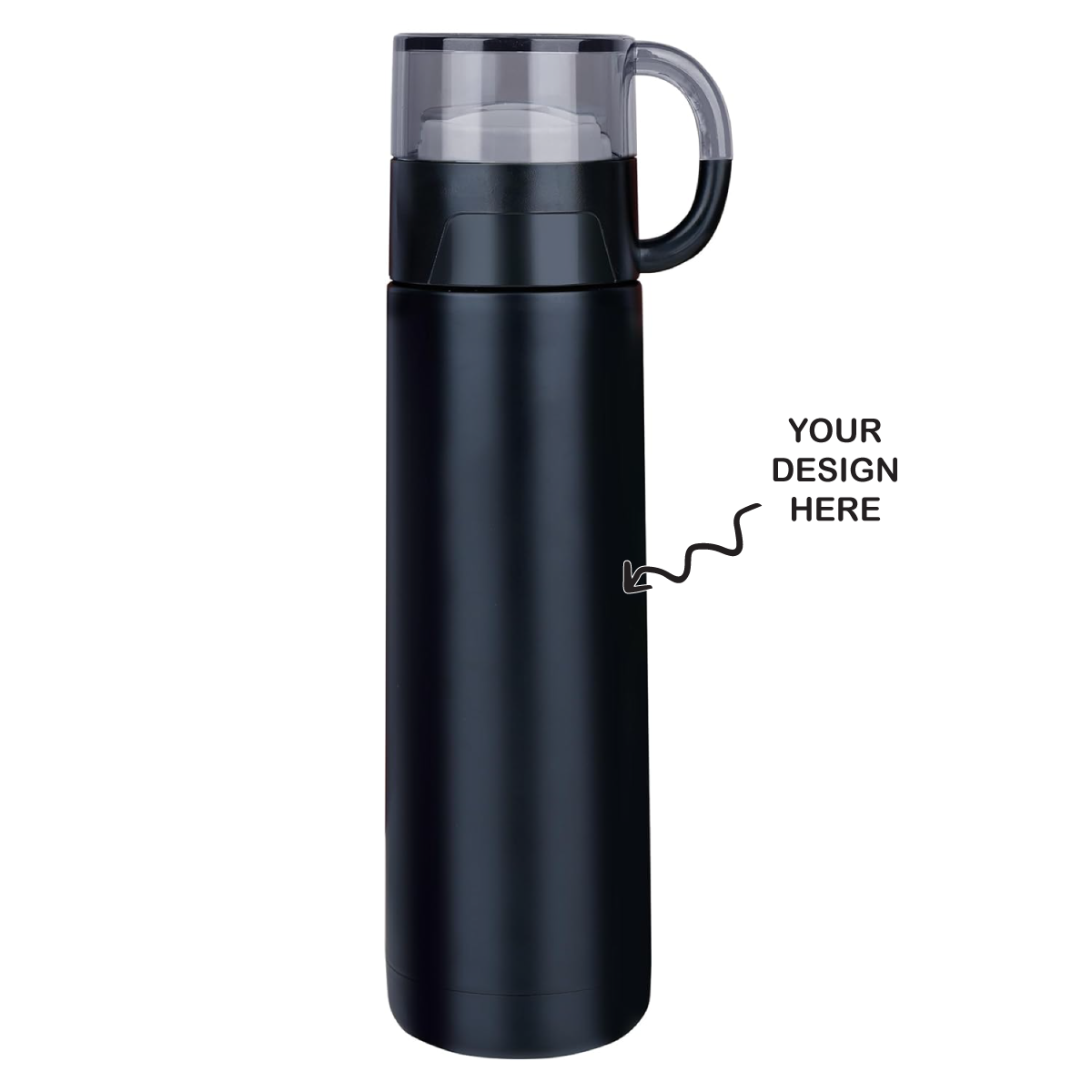 Personalized Laser Engraved Black Insulated Steel Vacuum Bottle - 500ml - For Corporate Gifting, Return Gift, Event Freebies and Promotions TGMGC-492