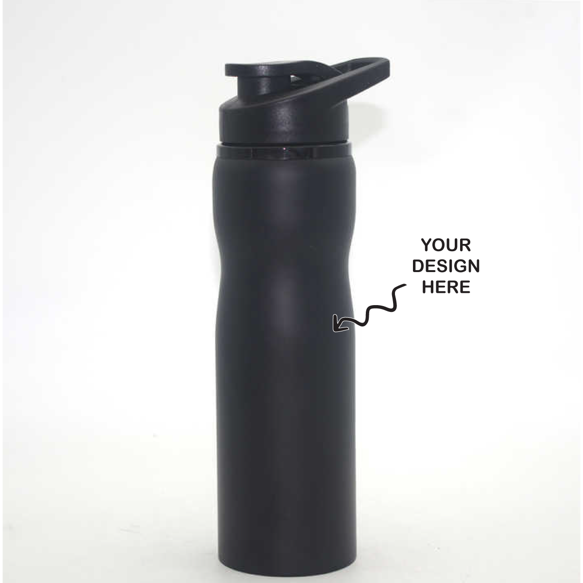 Personalized Black Steel Sports Sipper Water Bottle - 750ml - For Corporate Gifting, Return Gift, Event Freebies and Promotions TGMGC-92BK