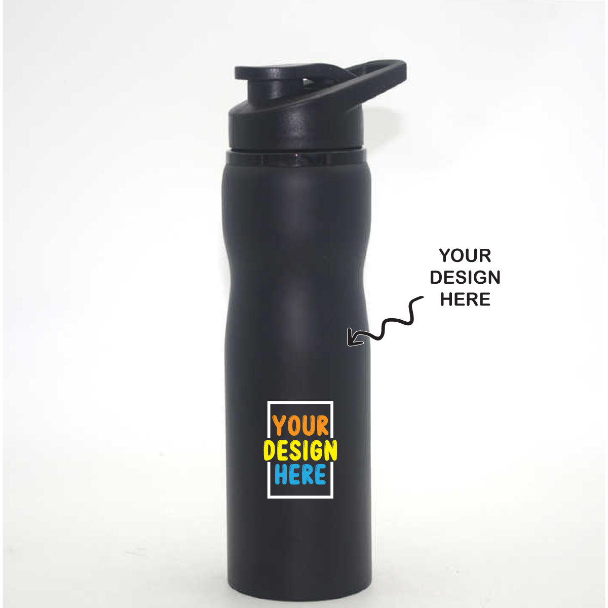 Personalized Black Steel Sports Sipper Water Bottle - 750ml - For Corporate Gifting, Return Gift, Event Freebies and Promotions TGMGC-92BK