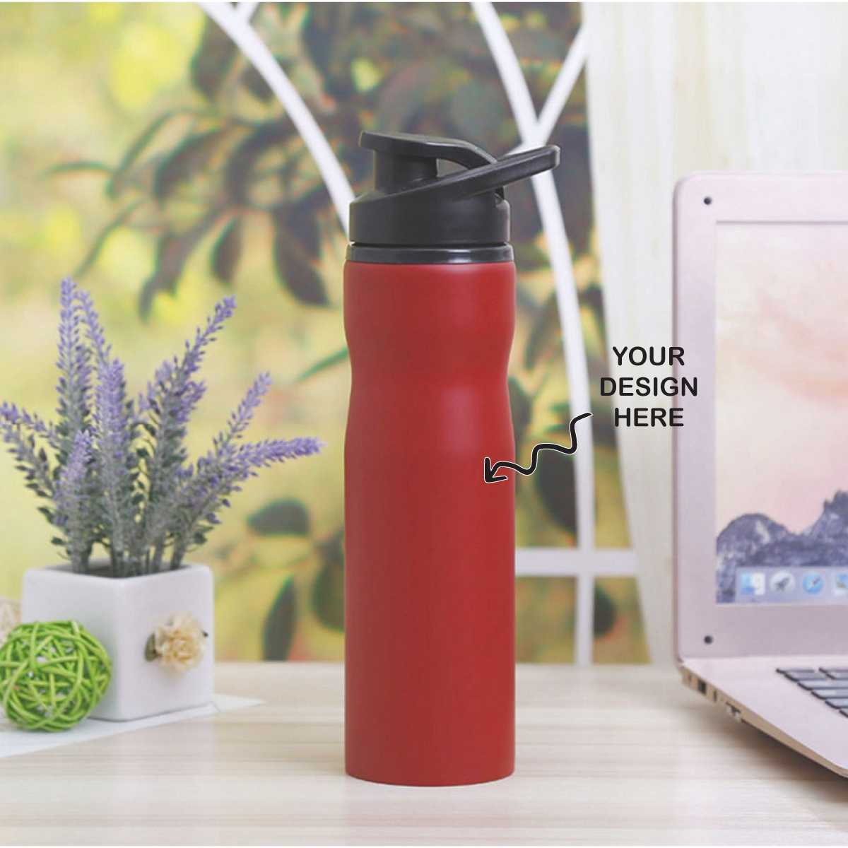 Personalized Red Steel Sports Sipper Water Bottle - 750ml - For Corporate Gifting, Return Gift, Event Freebies and Promotions TGMGC-92RD