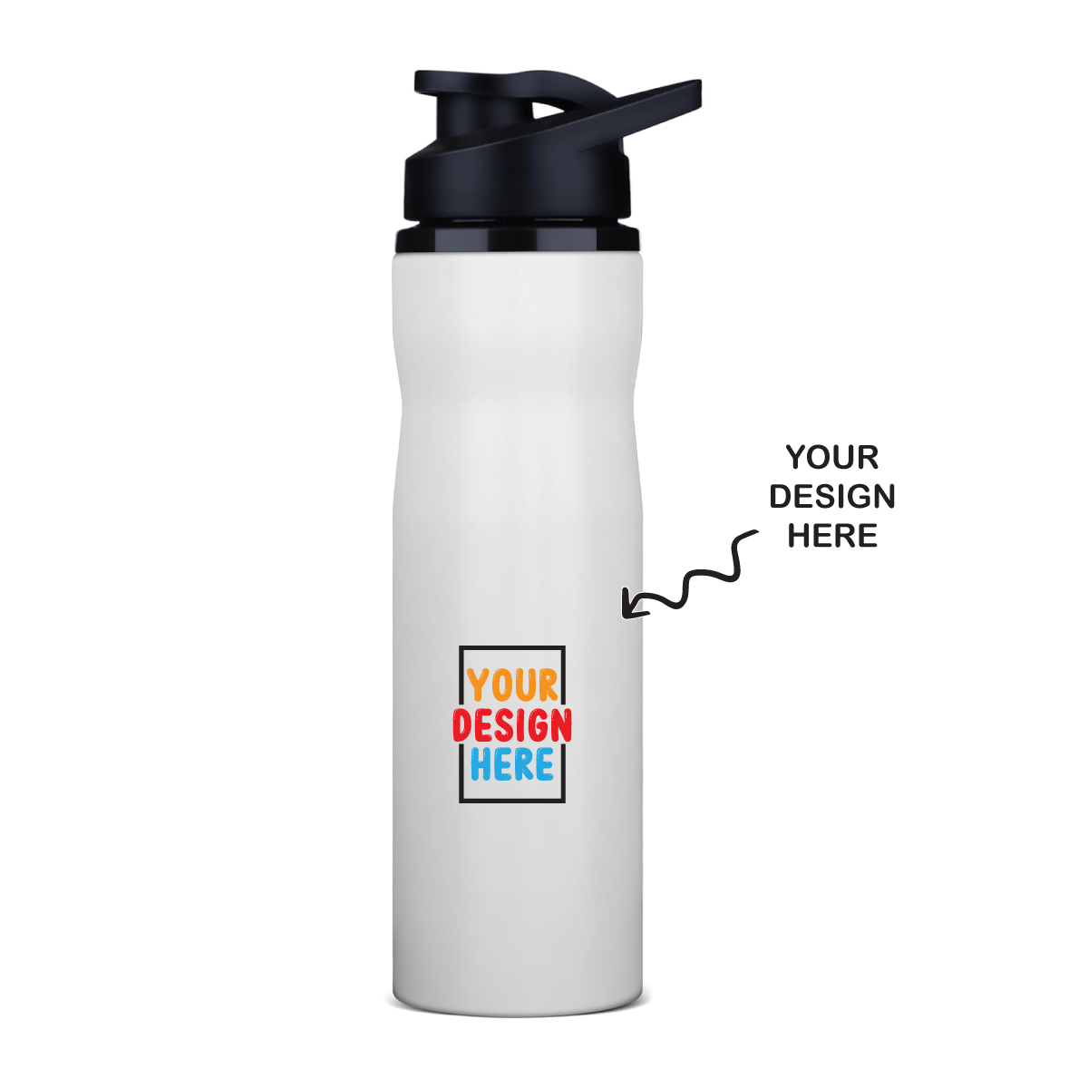 Personalized White Steel Sports Sipper Water Bottle - 750ml - For Corporate Gifting, Return Gift, Event Freebies and Promotions TGMGC-92W