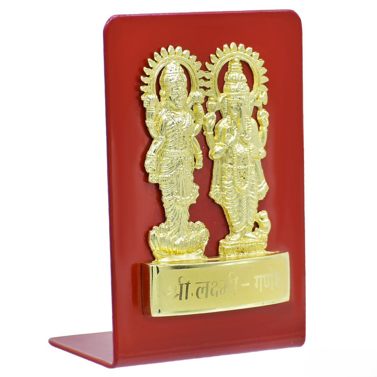 Desktop Gold Shri Laxmi Ji and Ganesh Ji Plate Red - For Corporate Gifting, Diwali Gifting for Employees, Dealers, Stakeholders, Customers JATT660GRD