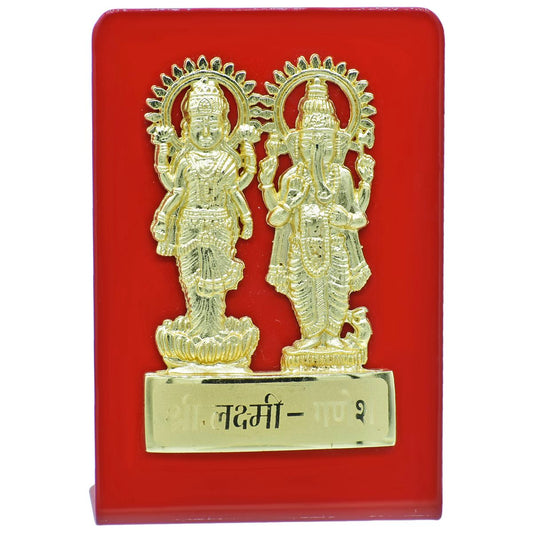 Desktop Gold Shri Laxmi Ji and Ganesh Ji Plate Red - For Corporate Gifting, Diwali Gifting for Employees, Dealers, Stakeholders, Customers JATT660GRD