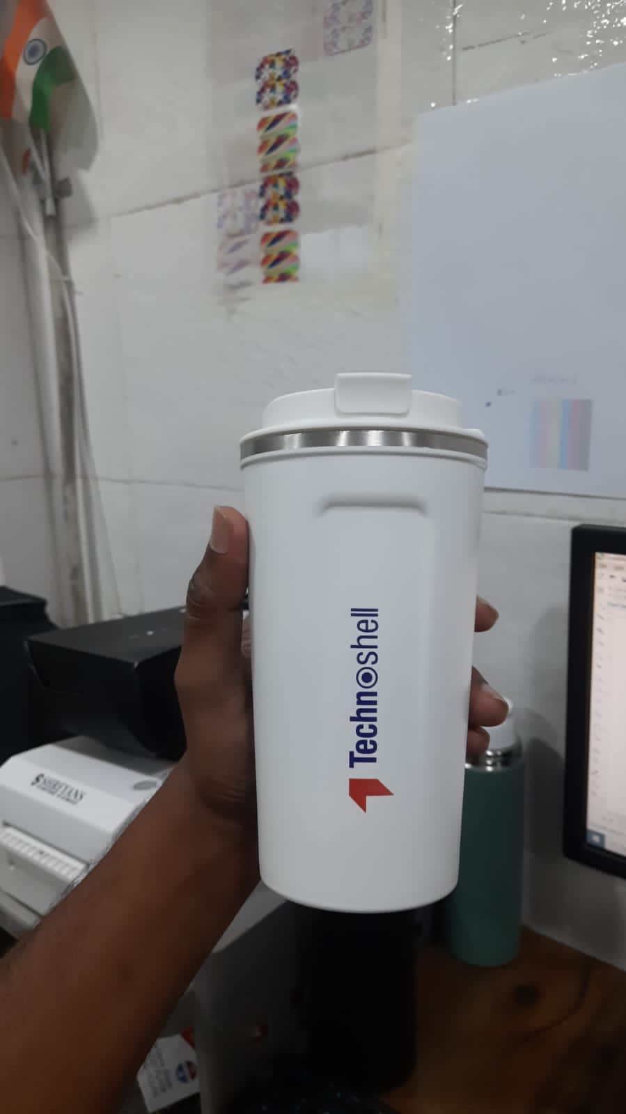 Personalized White Premium Travel Tumbler 500ml - For Corporate Gifting, Return Gift, Gifts for Events Promotional Giveaway TGMGC-414