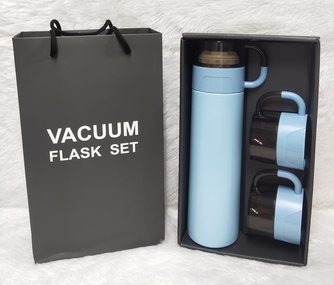 Steel Insulated Vacuum Flask Set with 3 Steel Cups Combo - Assorted Mix Colors - For Return Gift, Corporate Gifting, Office or Personal Use TGMGC-465