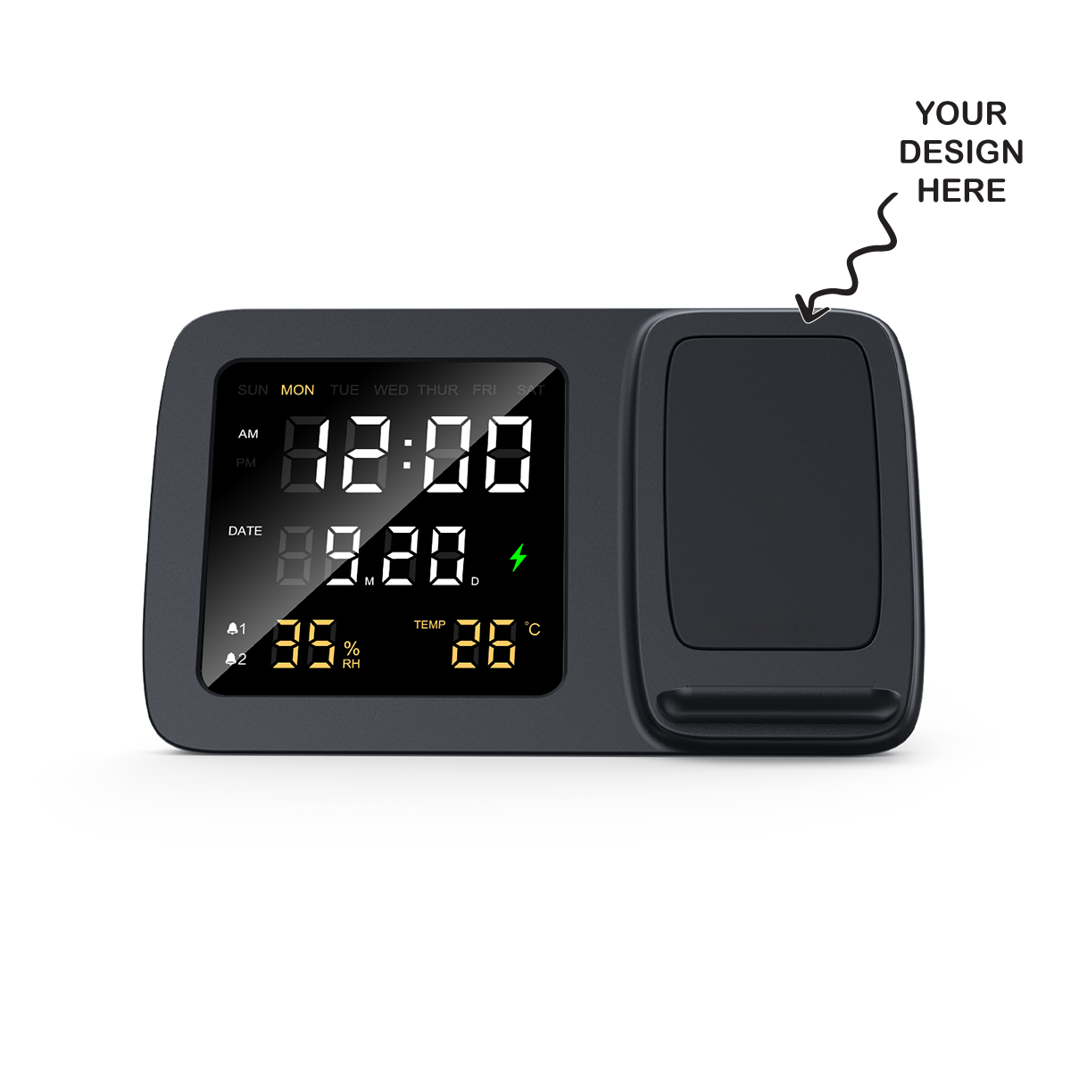 Personalized Logo Glow Wireless Charger with Clock - For Corporate Gifting, Event Gifting, Freebies, Return Gift, Promotions - HK10288 - The Gifting Marketplace