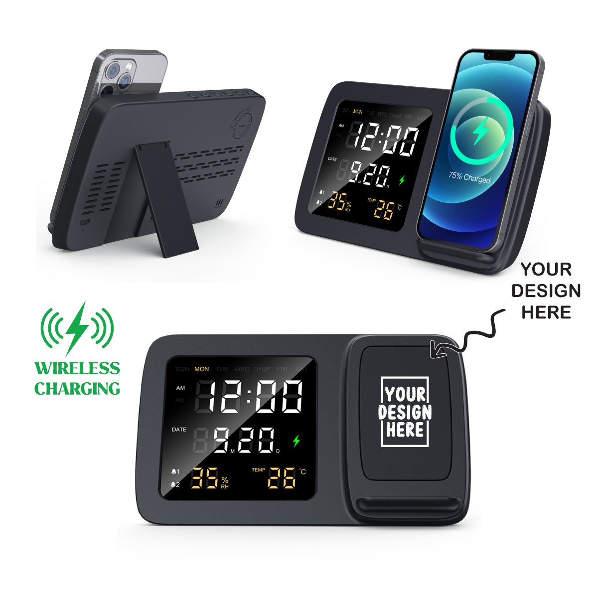 Personalized Logo Glow Wireless Charger with Clock - For Corporate Gifting, Event Gifting, Freebies, Return Gift, Promotions - HK10288 - The Gifting Marketplace