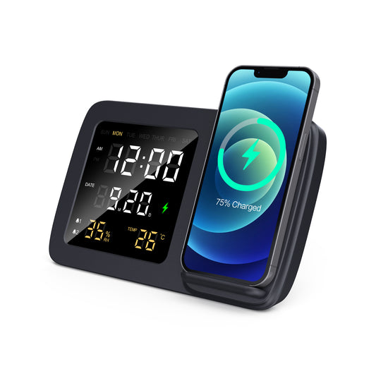 Personalized Logo Glow Wireless Charger with Clock - For Corporate Gifting, Event Gifting, Freebies, Return Gift, Promotions - HK10288 - The Gifting Marketplace