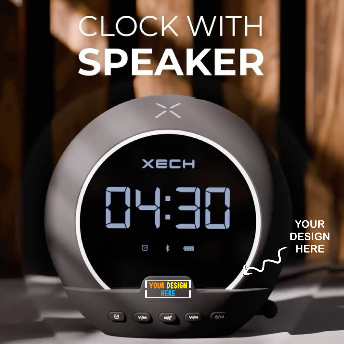 Personalized Wireless Bluetooth Speaker, Digital Clock, and Alarm - For Corporate Gifting, Office Gift Item, Return Gift, Event Gifts, Promotions XT3 - The Gifting Marketplace