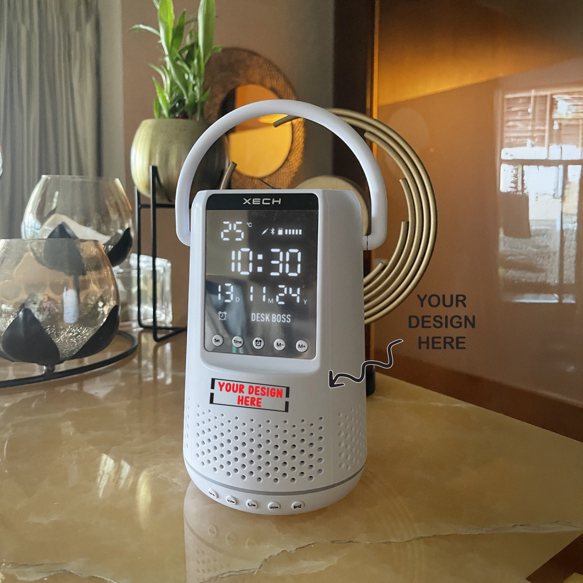 Personalized Multipurpose Wireless Speaker cum Alarm Clock, Smartphone or Pen Stand, with RGB lights - For Corporate Gifting, Office Gift Item, Return Gift, Event Gifts, Promotions XT2 - The Gifting Marketplace