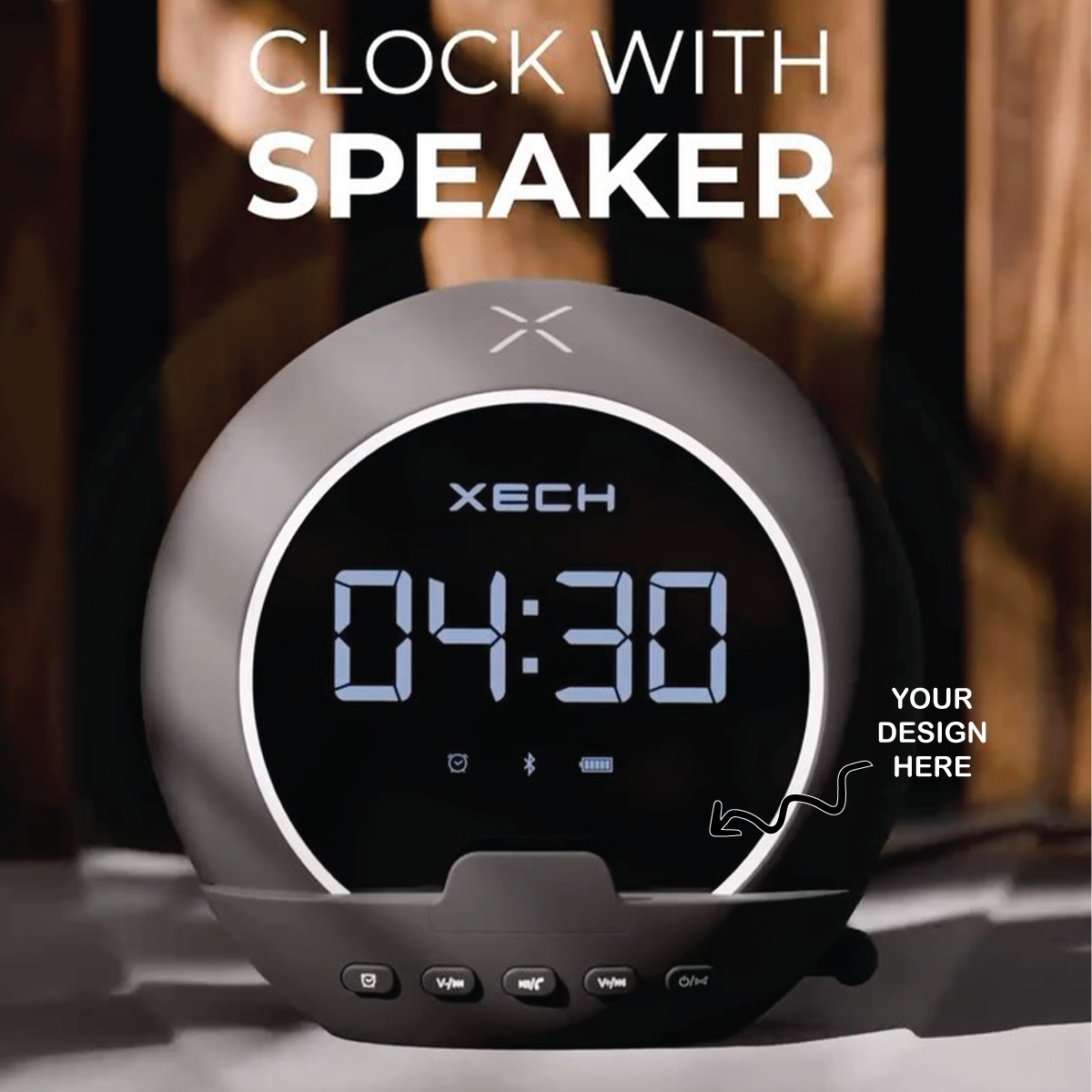 Personalized Wireless Bluetooth Speaker, Digital Clock, and Alarm - For Corporate Gifting, Office Gift Item, Return Gift, Event Gifts, Promotions XT3
