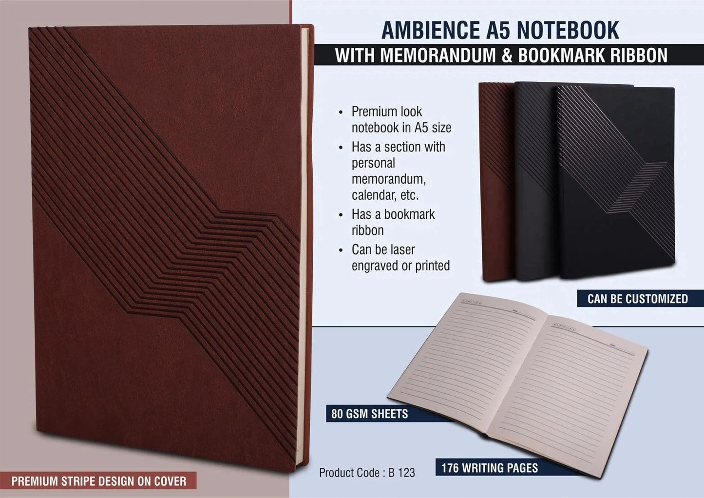Personalized A5 Size Corporate Notebook Diary - For Office Use, Personal Use, or Corporate Gifting BG123