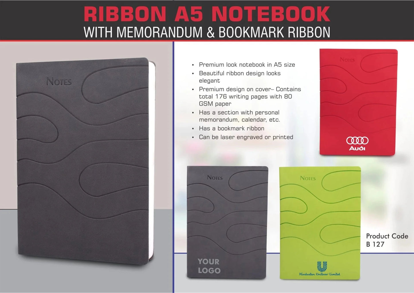Personalized A5 Size Corporate Notebook Diary - For Office Use, Personal Use, or Corporate Gifting BG127