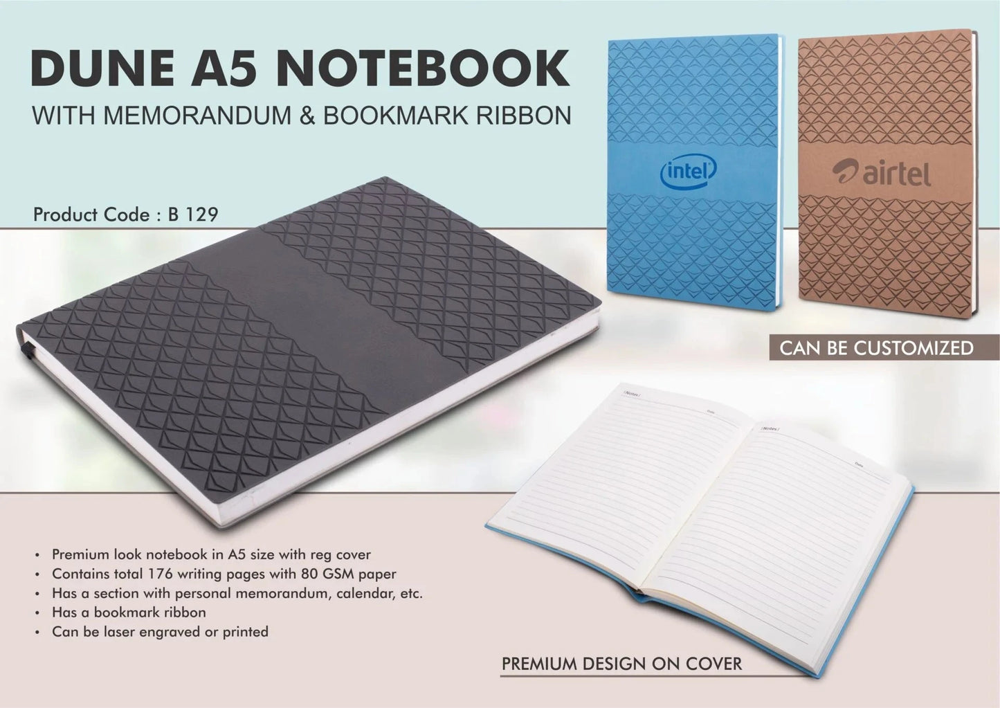 Personalized A5 Size Corporate Notebook Diary - For Office Use, Personal Use, or Corporate Gifting BG129