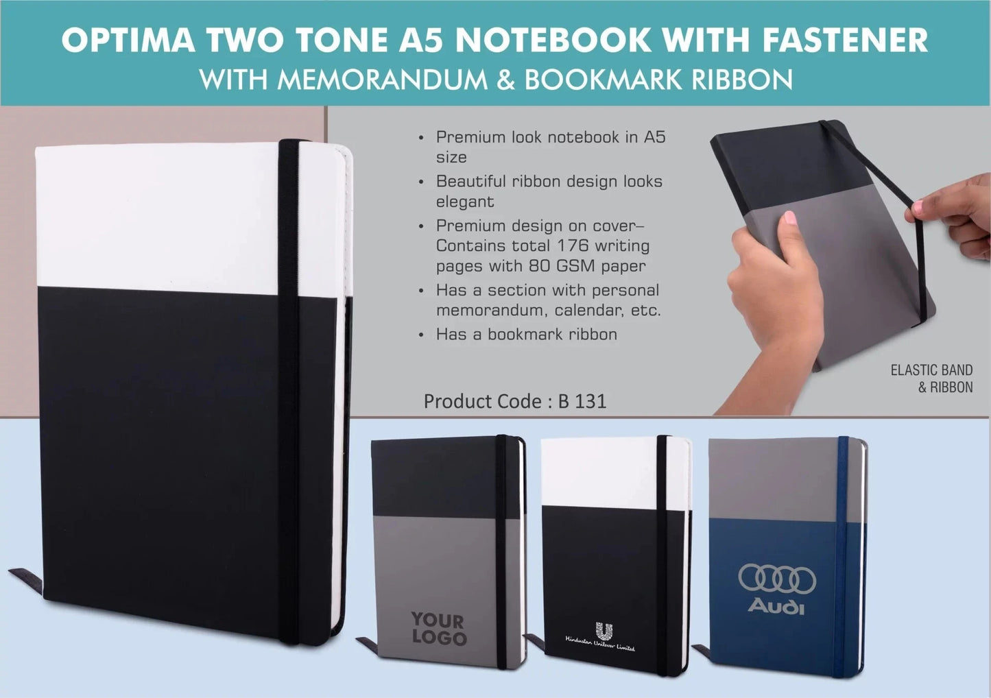 Personalized Dual Tone A5 Size Corporate Notebook Diary - For Office Use, Personal Use, or Corporate Gifting BG131