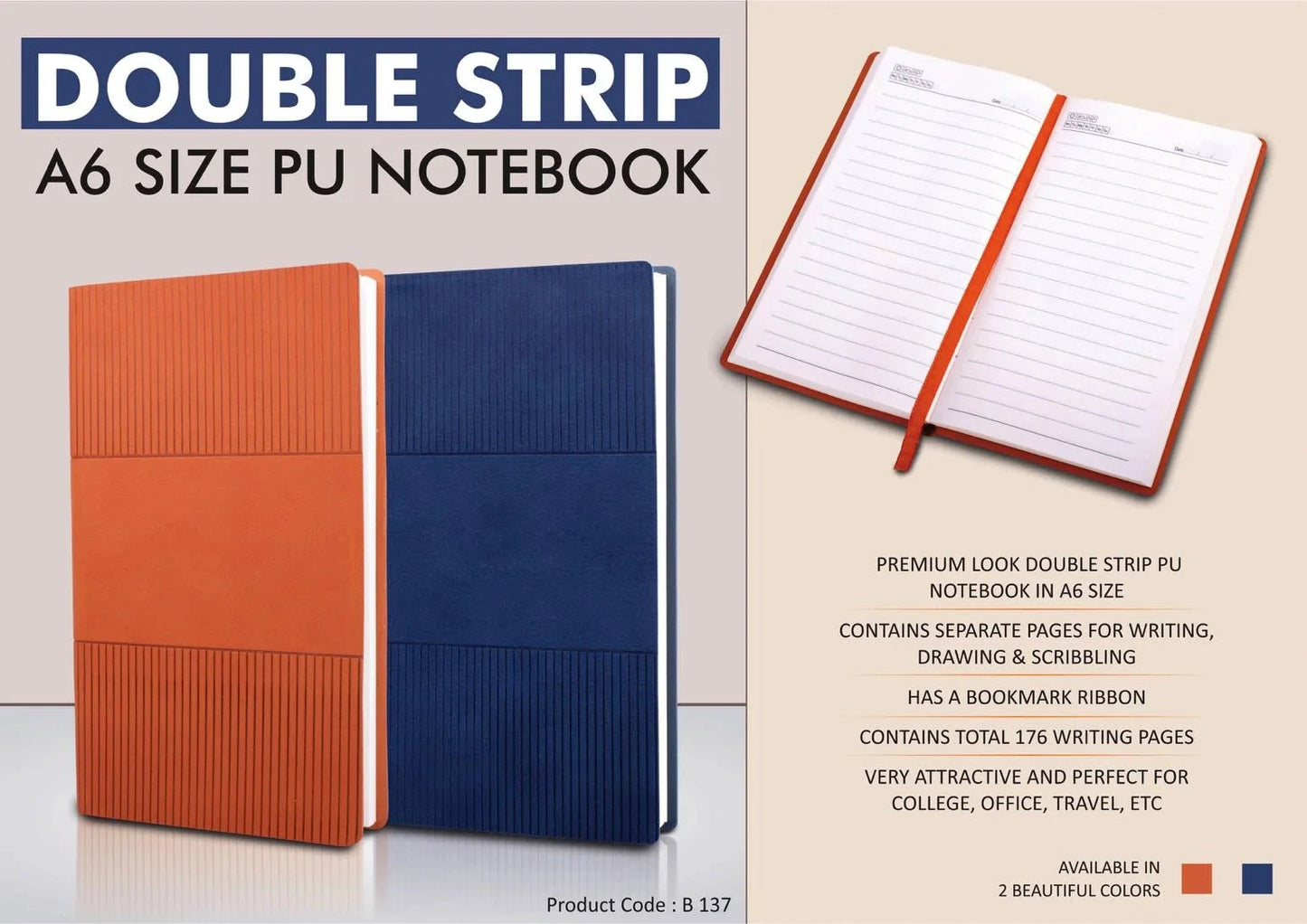 Personalized A6 Size Corporate Notebook Diary - For Office Use, Personal Use, or Corporate Gifting BGB137