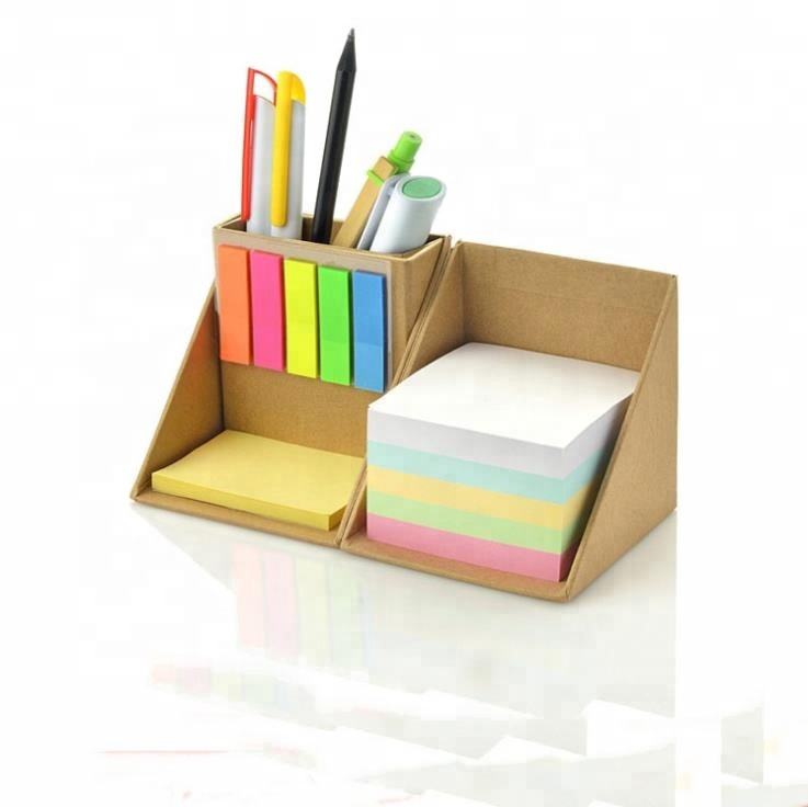 Personalized Eco-Friendly Stationary Cube with Sticky Memo Pad and Pen Holder - For Corporate, Client or Dealer Gifting, Promotional Freebie BGB47C