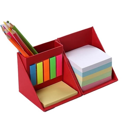 Personalized Eco-Friendly Stationary Cube with Sticky Memo Pad and Pen Holder - For Corporate, Client or Dealer Gifting, Promotional Freebie BGB47C