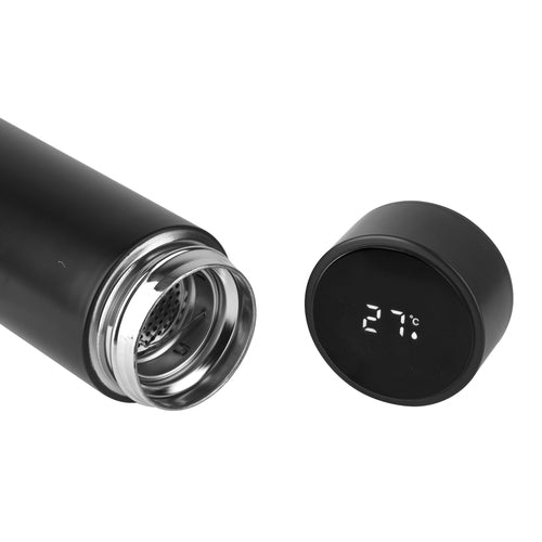 Employee Joining Kit featuring a sleek black thermos with digital temperature display and corporate gift set umbrellas