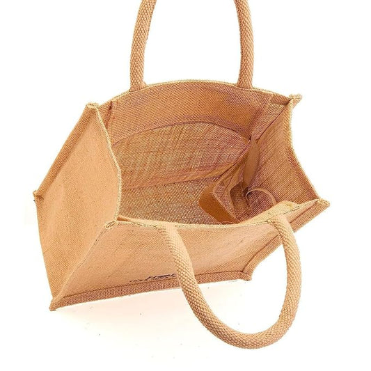 Inside view of a custom jute bag from The Gifting Marketplace, ideal for corporate gifts