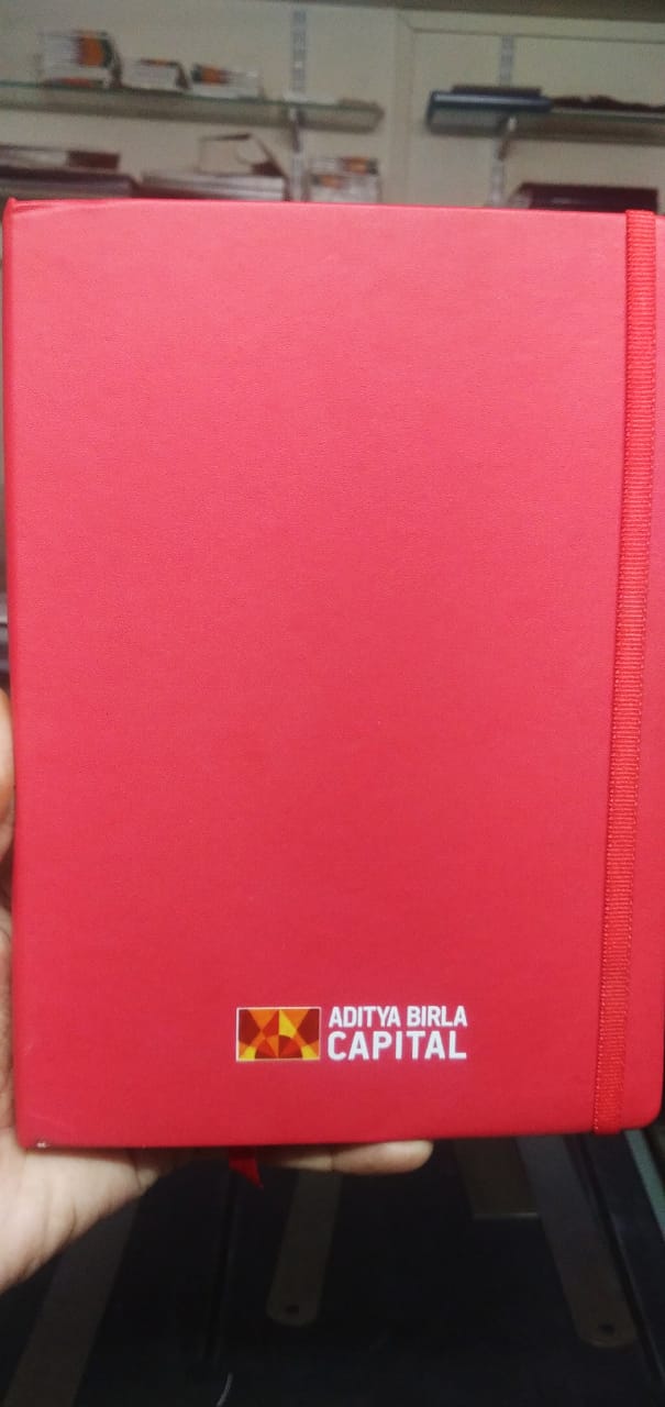 Custom logo A5 notebook in red with a sleek design for personalized gifting options