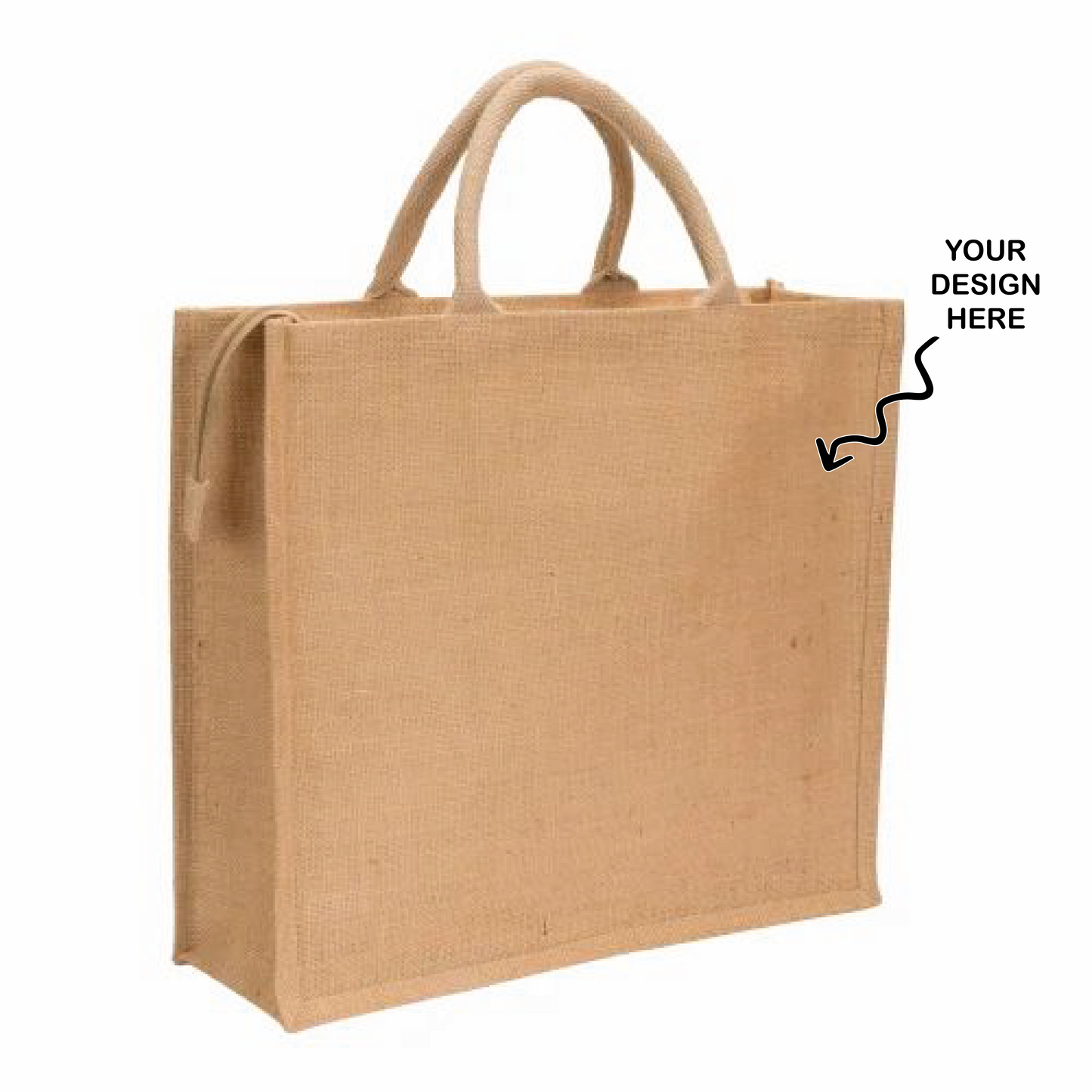 Custom promotional jute bags in natural color with sturdy handles for eco-friendly gifting
