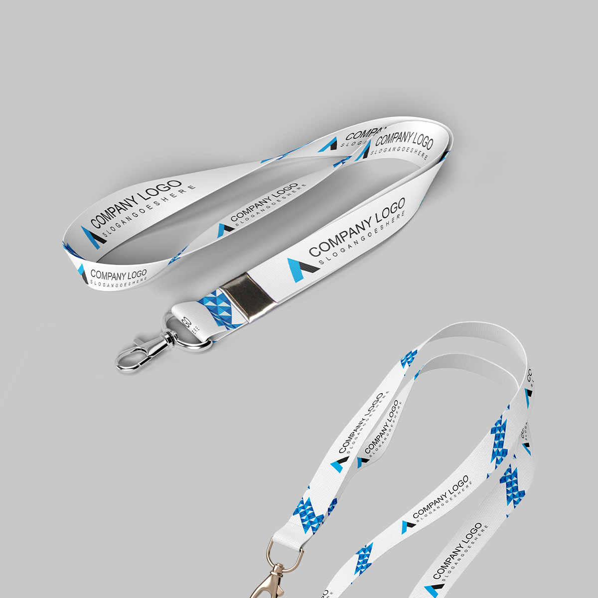 Customized 16mm Lanyard featuring a company logo and a secure clip for easy wear