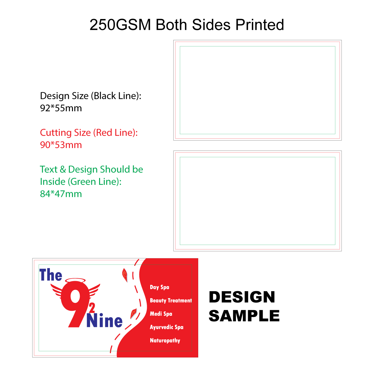 Customized Business Cards in 250GSM with Both-Sides Printing, Design Sample Included