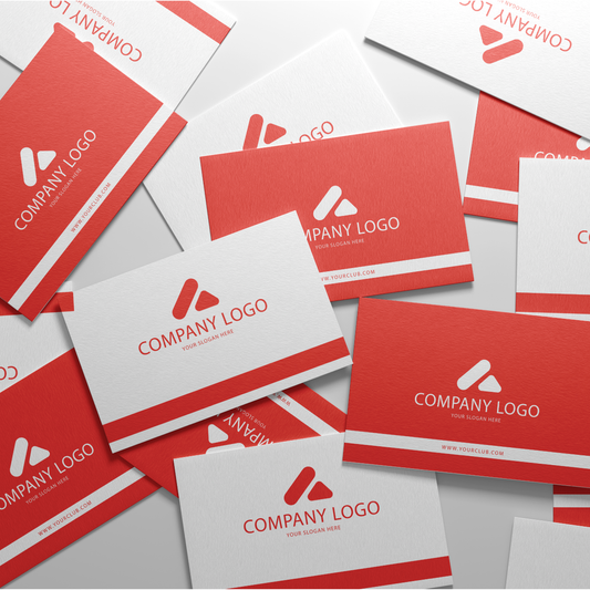 Customized 250 GSM Business Card with Bold Company Logo and Modern Design in Red and White Colors