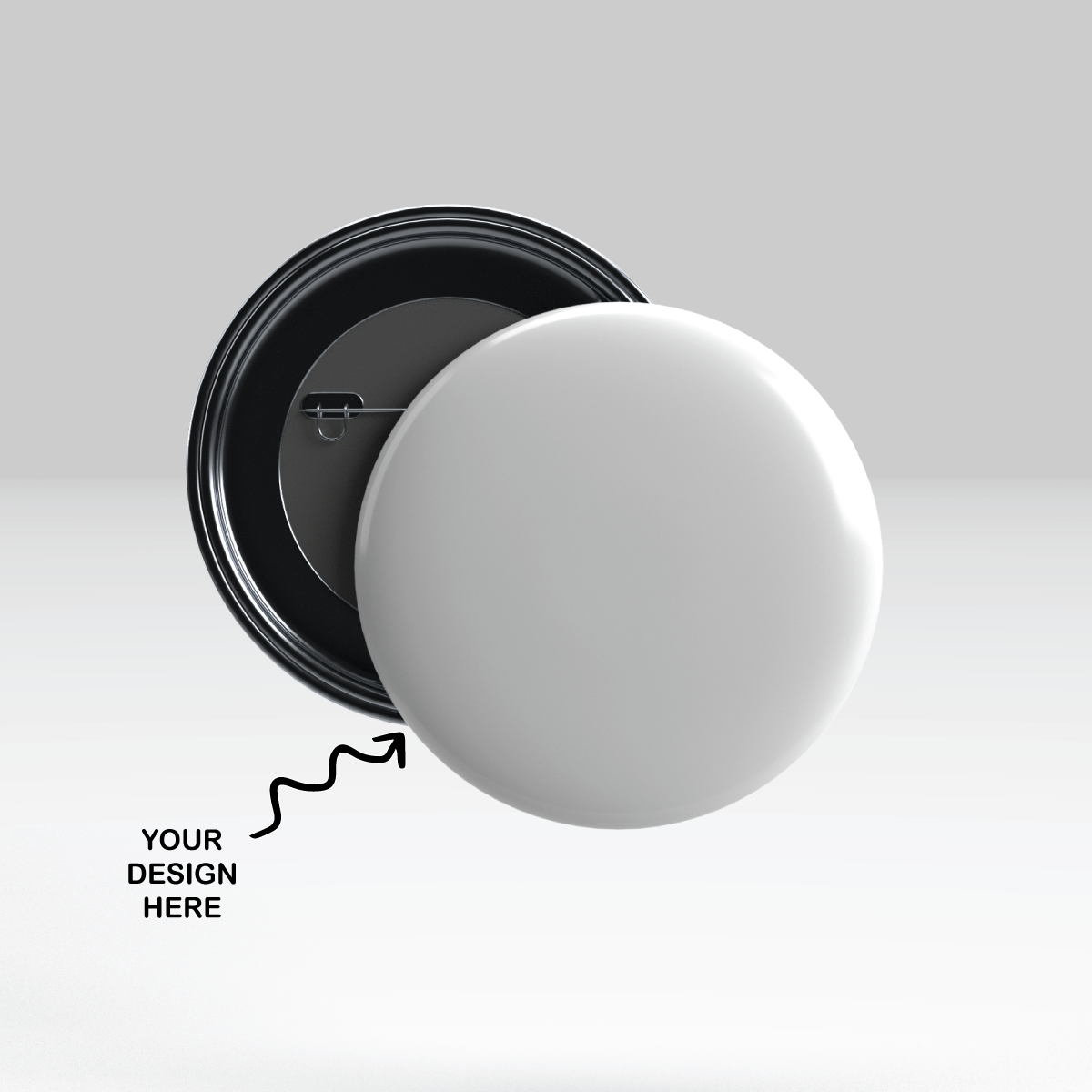 Customized 58mm Pin Badges with an empty surface for personal designs and branding options