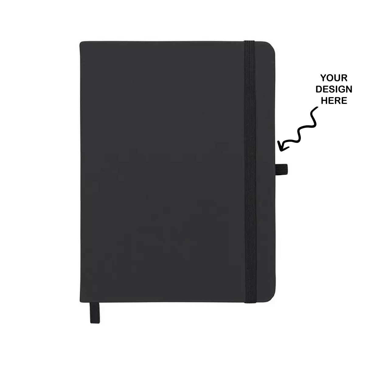 Personalized black notebook for customized A5 corporate gifts with design options