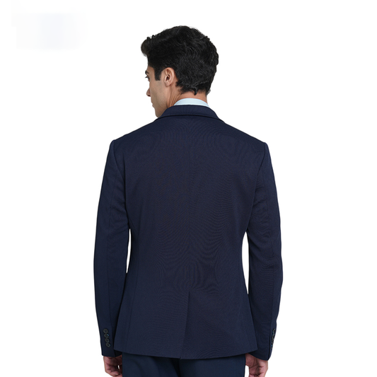 Back view of Customized blue Jack&Jones Daniel Knit Blazer with Company Logo Branding