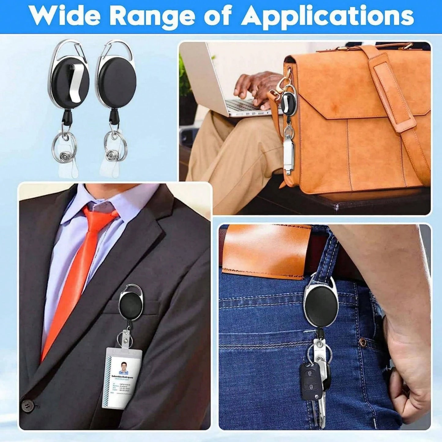 Customized Blue YoYo Clip for Keychains and ID Badges with Versatile Applications