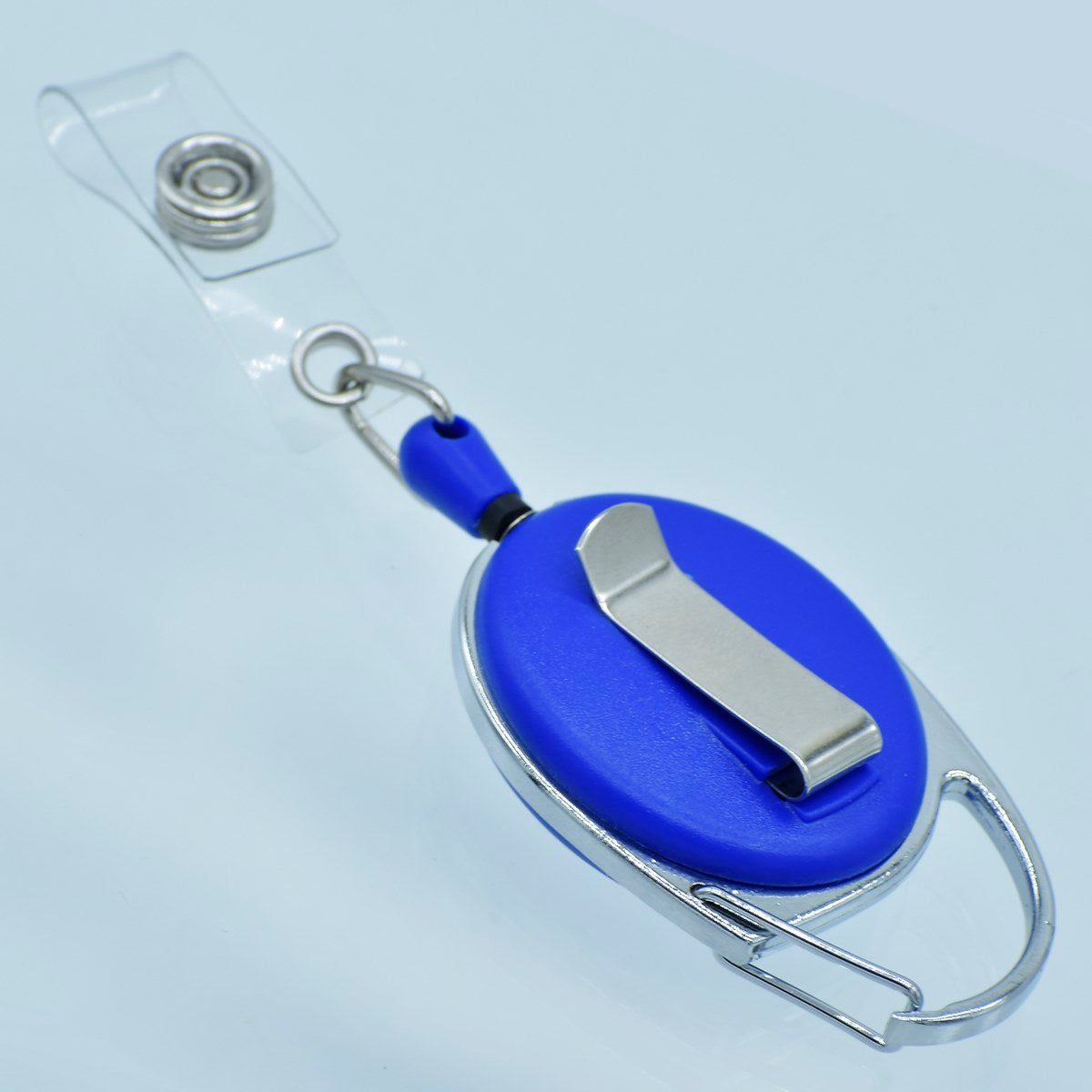 Customized Blue YoYo Clip with metal clip and retractable cord for badges and accessories