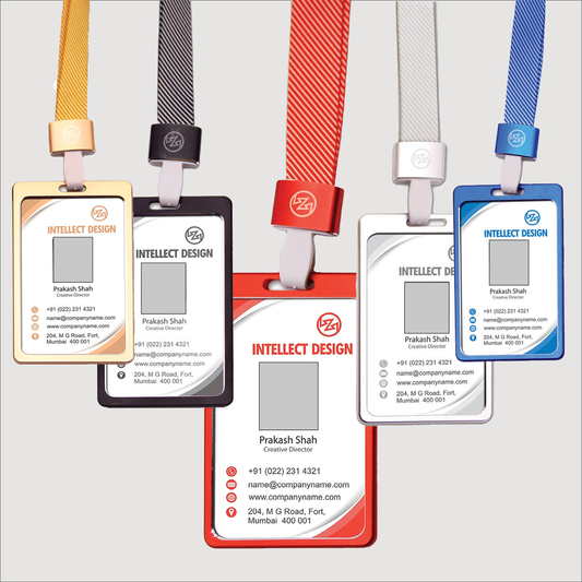 Set of Customized ID Cards with Aluminum Holder in various colors for professional identification