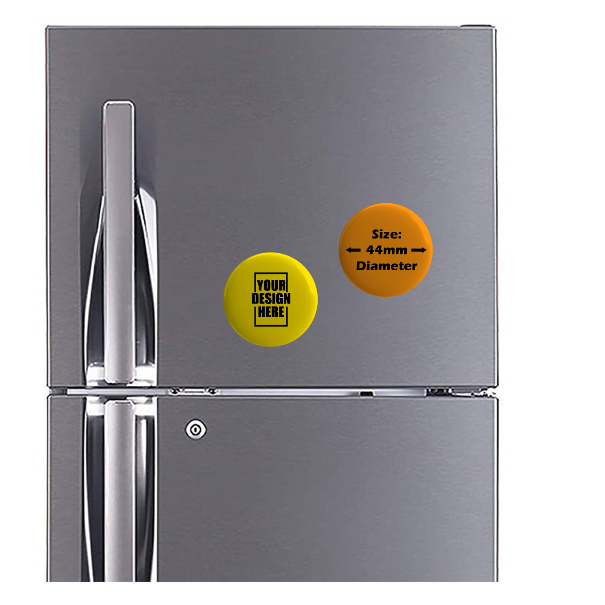 Customized Metal 44mm Fridge Magnets featuring personalized design options for any home decor