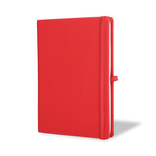 Customized red pen notebook combo for new employees featuring a sleek design and ample writing space