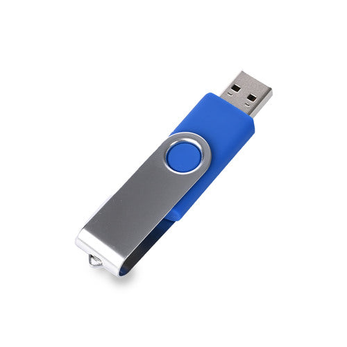 Blue Customized USB for Giveaways with Swivel Design and Easy-to-Use Cap